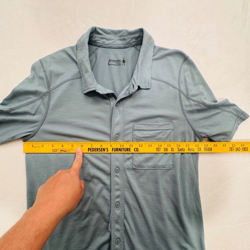 Smartwool Men Everyday Exploration Merino Wool Blend Polo Shirt SM Blue Active - Picture 3 of 9